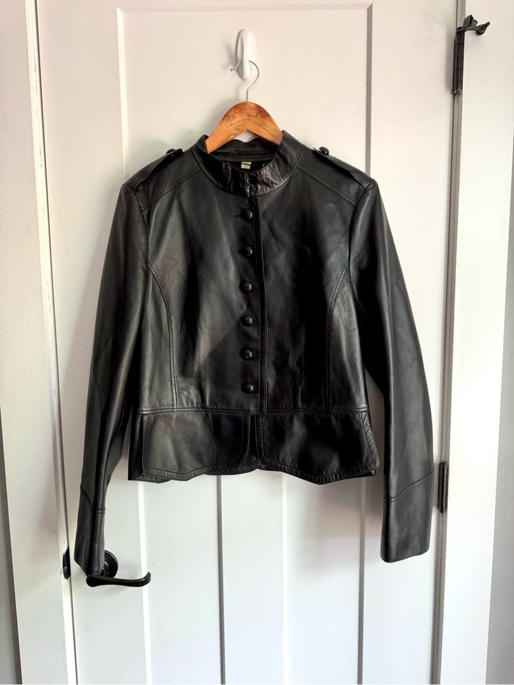 Stunning Burberry London Lamb Leather Equestrian Moto Black Jacket Coat 12 - Picture 2 of 13